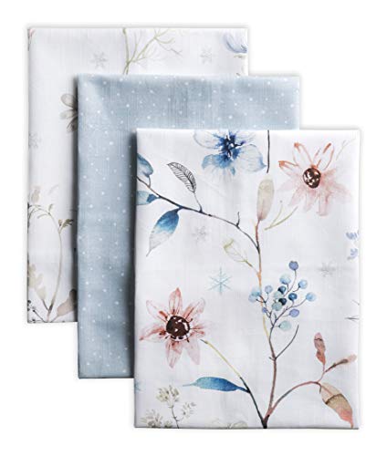 Maison d' Hermine Ice Florals 100% Baumwolle Set von 3 Multi-Purpose Küchenhandtuch | Bar Handtücher | Thanksgiving/Weihnachten (50 cm X 70 cm)