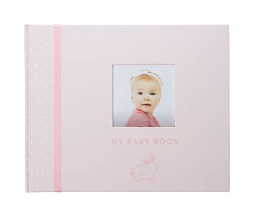 Pearhead Bunny Baby Erinnerungsbuch mit Clean-Touch Baby Safe Stempelkissen, perfektes Geschenk zur Babyparty, Pink