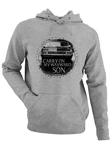clothinx Carry On My Wayward Son | Kult Auto Fanartikel Join The Hunt | Geschenk zum Staffel und Serien-Finale Herren Kapuzen-Pullover Grau Gr. M