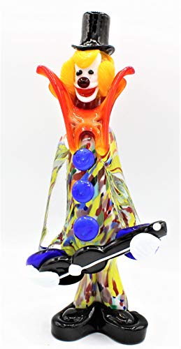 Vinciprova Le Gemme di Venezia Clown Gitarre Sculpture Collection Murano Glass Höhe 26 cm