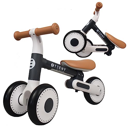 Olmitos - Mini-Dreirad für Babys Teeny von 1 bis 3 Jahren - klappbar, auf 2 Höhen verstellbar, klein, leicht und sehr robust – 2 Vorderräder, weicher Sattel, rutschfester Lenker (Grau)