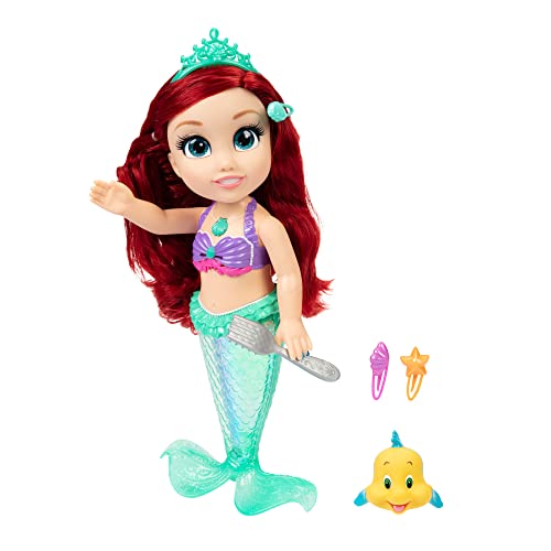 Disney Princess My Singing Friend Ariel Feature Puppe, 35 cm große Puppe singt und SAGT über 10 von Geschichten inspirierte Sätze, Zubehör für zusätzliches Spielen, perfekt für Mädchen ab 3 Jahren