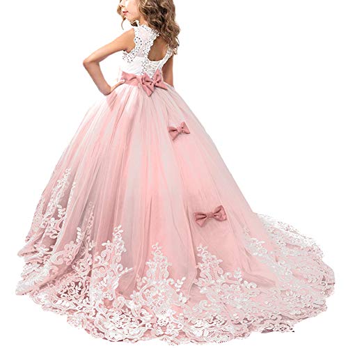 OBEEII Maedchen Prinzessin Kleid Hochzeits Festzug Kleid Blumenmaedchenkleid 2-3 Jahre Rosa