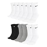 Nike Unisex Trainingssocken Everyday Cushioned Crew Socks SX7664 6 Paar, Größe:42-46, Artikel:-100 white + 901 grey/white/black
