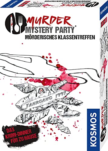 Kosmos 695170 Murder Mystery Party - Mörderisches Klassentreffen - Das Krimi-Dinner für zu Hause, Komplett-Set für 8 Personen ab 16 Jahren, Partyspiel, unterhaltsames Gesellschaftsspiel