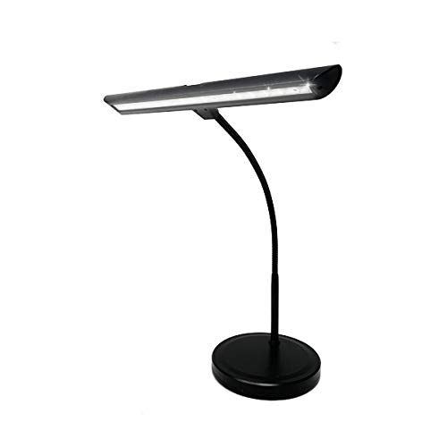 Infitronic IN18LEDKL – 18 LEDs Klavierleuchte Klavierlampe Tischlampe Warmweißes Licht Dimmbar USB Typ-A Ladebuchse (schwarz Variante)