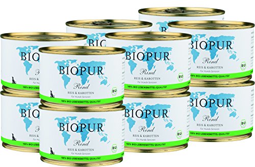 BIOPUR Bio Rind, Reis & Karotten für Hunde-Senioren 12x400g