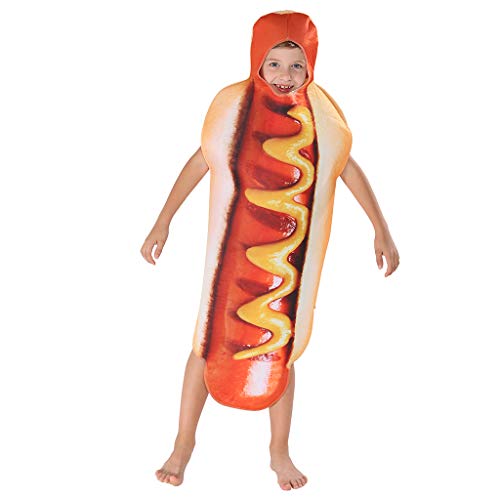 EraSpooky Unisex Essen Lebensmittel Hotdog Kostüm Faschingskostüme Einteiler Halloween Party Karneval Fastnacht Kleid