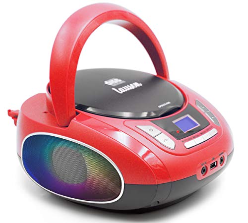 Lauson NXT966 Tragbarer CD-Player mit Bluetooth | Boombox UKW-Radio | CD-Player mit Stereolautsprecher | USB-Eingang | AUX-Eingang | Buchse für Kopfhörer und Discolichter