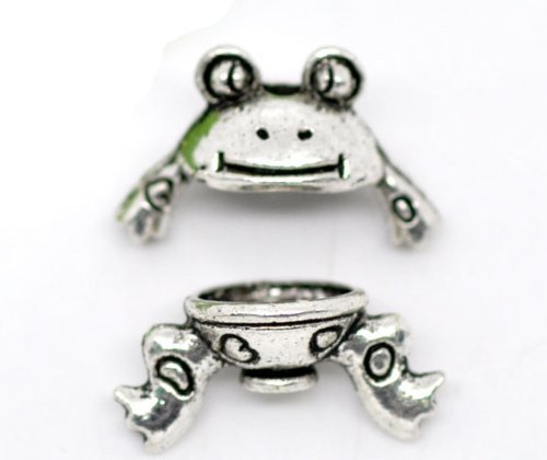 Hogdseirrs 5 Sets Antik Silber Frosch Perlkappen (für 8–10 mm Perlen) aufreihmaterialien Supplies