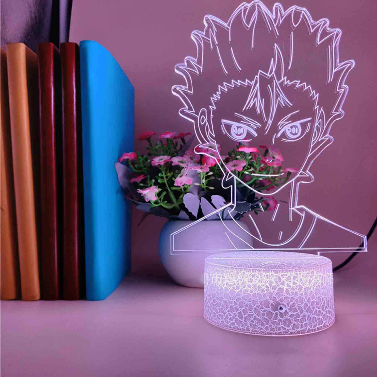 Haikyuu Kids Night Light 3D Night Light Anime LED Light with Remote Control, 7 Color Changing Christmas Halloween Birthday Gift for Child Baby Girl