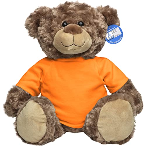 Minifeet Bär Bodo L mit T-Shirt (orange) - Teddy Kuscheltier Plüschtier Stofftier Spielzeug - Flauschiges Curly Plüsch - Geschenk für Baby Kinder Freunde Schulstart Einschulung | Höhe: 30 cm