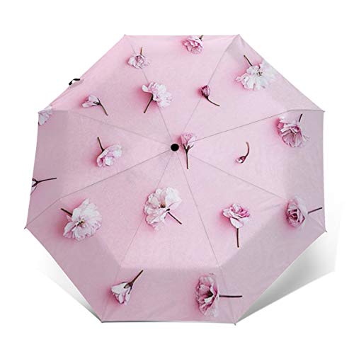 PHOENIX ピンクの花 折りたたみ傘 ワンタッチ自動開閉 軽量 ワンタッチ 日傘 晴雨兼用 Uvカット 紫外線対策 頑丈な8本骨 耐風 撥水