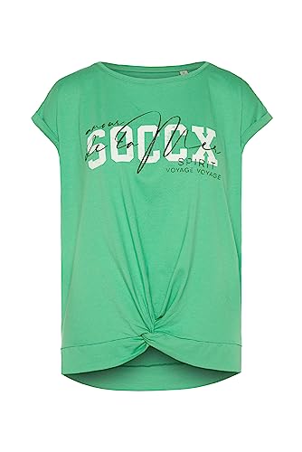 SOCCX Damen T-Shirt mit Knoten und Label Print