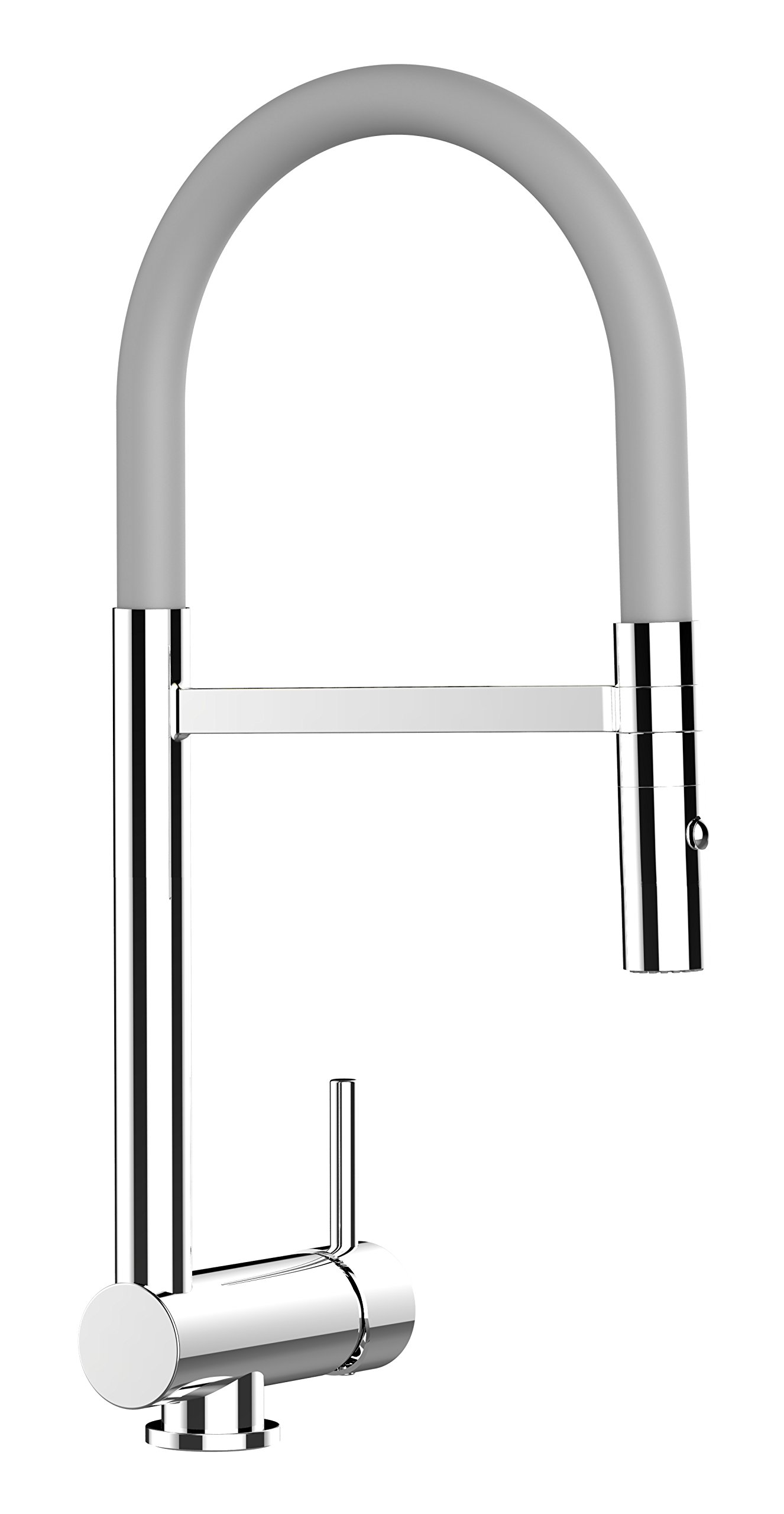 VIZIO NIEDERDRUCK Einhebel Küchenmischer Vorfenster 6cm Küchenarmatur mit 2 strahl Handbrause mit schwenkbarem Auslauf/CHROM/Profi/Design/Restaurant/Haus … (grau)