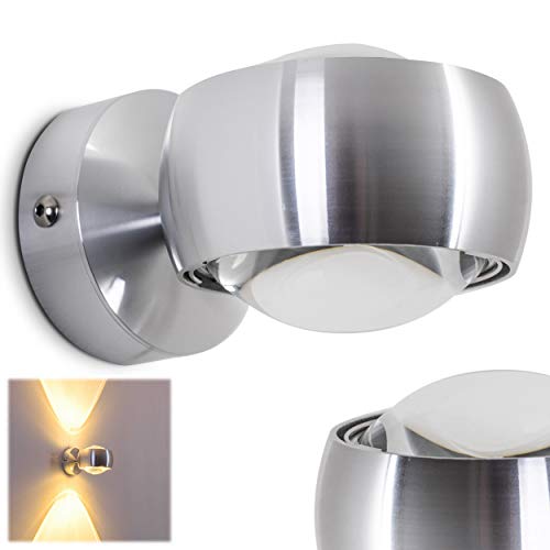 Wandleuchte Sapri halbrund aus Metall mit Effekt-Licht an der Wand in Silber - halbrunde moderne Wohnzimmerleuchte mit Glas-Linsen für LED oder Halogen-Lampen