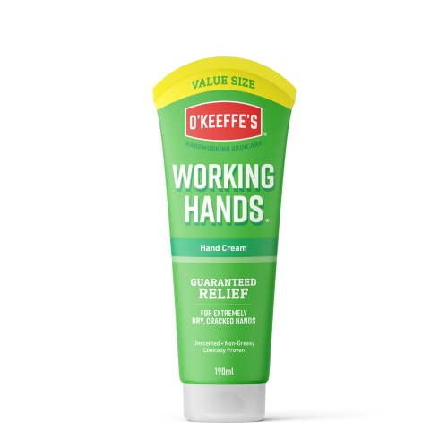 O'Keeffe's Working Hands Value Tube, 190 ml - Handcreme für extrem trockene, rissige Hände | fettfrei, geruchlos & steigert sofort den Feuchtigkeitsgehalt