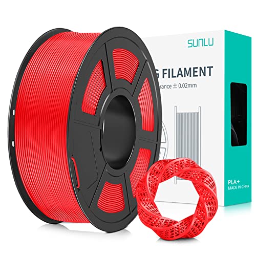 SUNLU PLA Plus 3D-Filament 1,75mm für 3D-Drucker und 3D-Stifte, 1KG PLA+ Genauigkeit der Filamenttoleranz +/- 0,02 mm, Rot