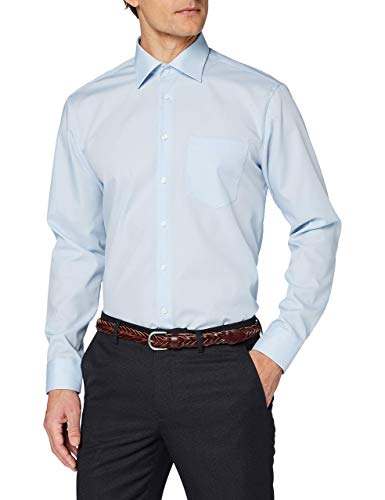 Seidensticker Herren Business Hemd Modern Fit - Bügelfreies Hemd mit geradem Schnitt, Kent-Kragen & Brusttasche - Langarm - 100% Baumwolle , Blau (Hellblau 48) , XXX-Large (Herstellergröße : 48)