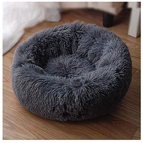 GUOCU Haustierbett Hundesofa Katzensofa Donut Kuschelnest Warmes Weiches Plüsch Hundekörbchen Hundesofa Mit Rutschfestem Boden Für Kleine Mittelgroße Haustiere,Grau 2,5XL:120cm