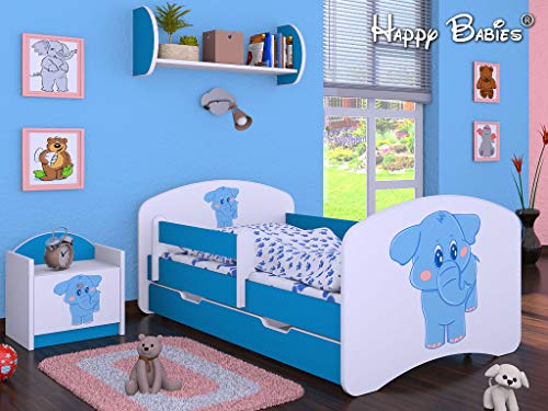 3-teiliges Set Jugendzimmer Kindermöbel Zimmermöbel 160 x80 (Blauer Elefant)