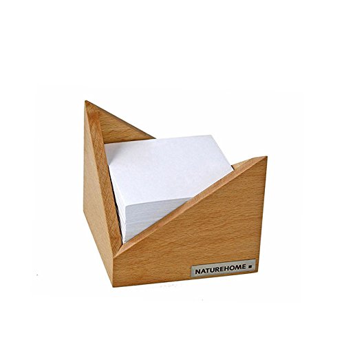 NATUREHOME Zettelbox Notizbox SKRIPT aus massivem Buchenholz – modernes Holz Design - Notizwürfel für Notizzettel 9x9cm