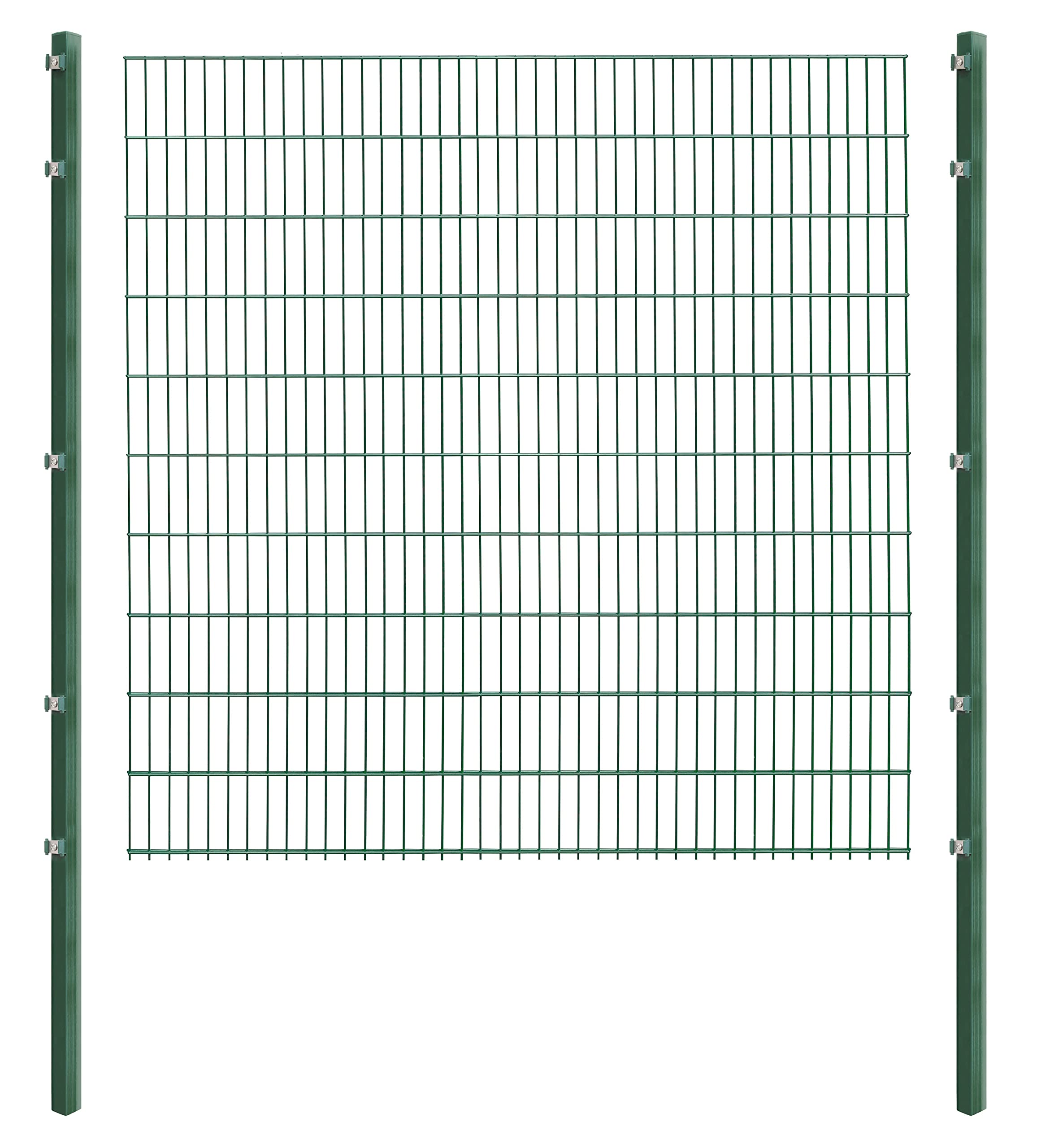 Doppelstabmattenzaun - Komplettset inkl. Pfosten (60x40mm) und Montagematerial - Verschiedene Längen und Höhen – Grün oder Anthrazit (L 4 m - H 203 cm, grün)