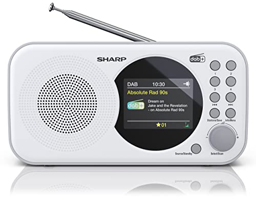 SHARP DR-P320 (WH) DAB+ Digital Radio, DAB/DAB +/FM mit RDS-Lauftext, Alarm-/Schlummerfunktion, Weiß