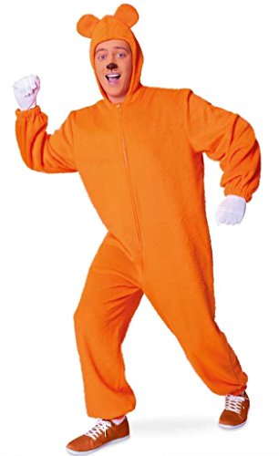 Kostüm "BÄRLI OVERALL" Plüsch Overall mit Kapuze in orange in Gr. M & XL (Medium)
