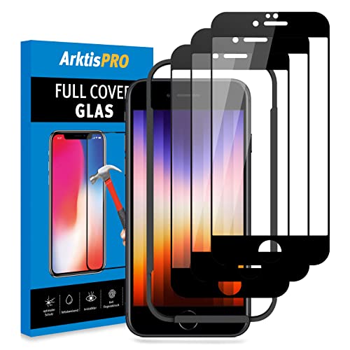 Arktis Displayschutzglas kompatibel mit iPhone SE (2020) 3er Set, Schutzglas [Full Cover] Vorderseitenschutz, Anti-Fingerprint hüllenfreundlich