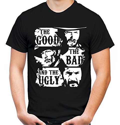 The Good The Bad and The Ugly Männer und Herren T-Shirt | Clint Eastwood Western Kostüm Kult (3XL, Schwarz)
