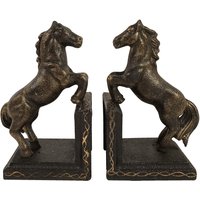 zeitzone Buchstützen Pferd 2 Stück Buchständer Gusseisen Antik-Stil Paar Bronze-Optik