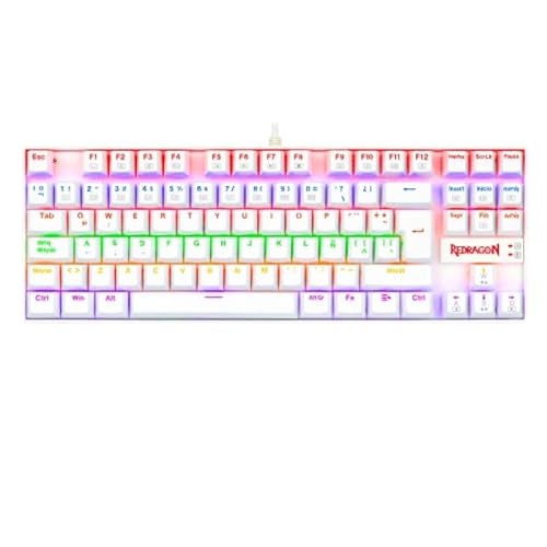 Redragon K552 RGB Kumara White - Mechanische Gaming-Tastatur - Tenkeyless - Blaue Schalter - Verstärkt - RGB-Hintergrundbeleuchtung - Spanische Verteilung - Weiß - PC Windows kompatibel