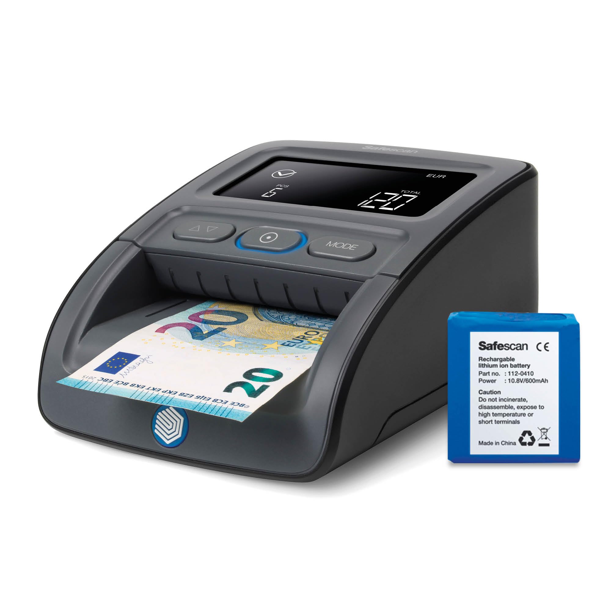 Safescan 155-SX Automatischer und tragbarer Falschgelddetektor zur schnellen Überprüfung von Banknoten - Falschgelddetektor mit 7 Erkennungspunkten - 100% zuverlässiger Falschgelddetektor