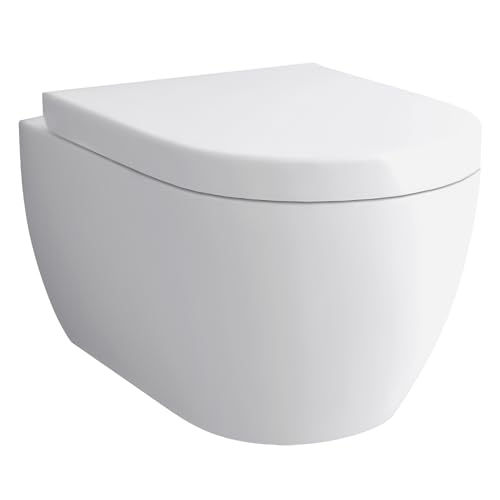 Spülrandloses Hänge-Dusch -WC mit integrierter Bidet-Taharet Funktion + Abnehmbarer WC-Sitz D-Form inkl. Soft-Close-Funktion | inkl. WC und Sitz Anschluss-Set | 2 in 1 Bidet und WC
