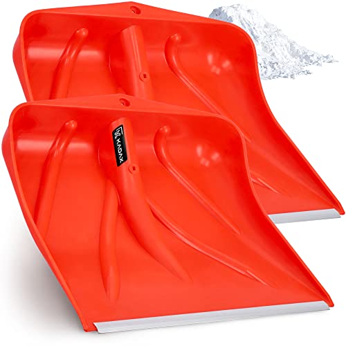 KADAX Orangefarbene Schneeschaufel, Schneeschaufel ohne Stiel, Schneeschieber, Schneeräumer mit Alukante, Kunststoffschneeschaufel, Schneeschippe (2, Breite: 46,5 cm)