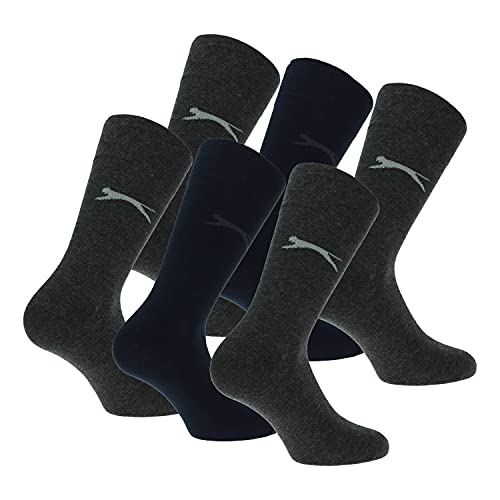 Slazenger 6 Paar bequeme Stretch-Socken für Herren Mittlere Wadenhöhe, Hochwertige weiche Baumwolle, Elastische Faser Lycra (Blau, Anthrazit, 47-50)
