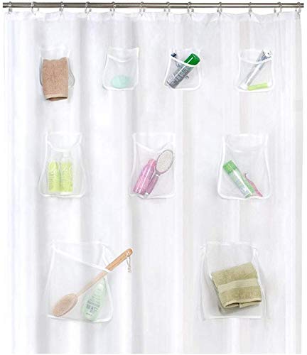 Venus valink Duschvorhang aus PVC, transparent, mit Taschen, wasserfest, für Badezimmer, als Dekoration für das Badezimmer 02