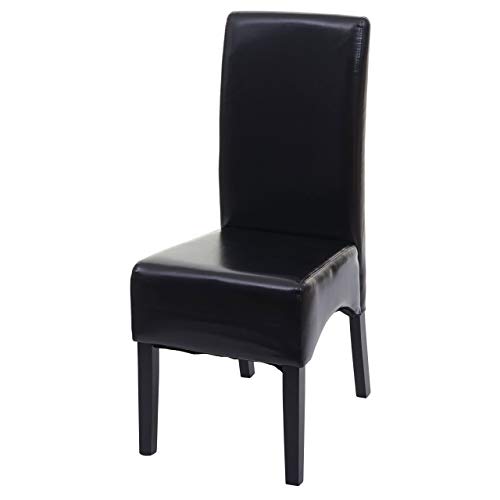 Mendler Esszimmerstuhl Latina, Küchenstuhl Stuhl, Leder - schwarz, dunkle Beine