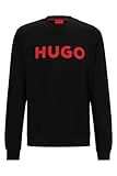 HUGO Herren Dem Sweatshirt aus French Terry mit Rundhalsausschnitt und Kontrast-Logo Schwarz L