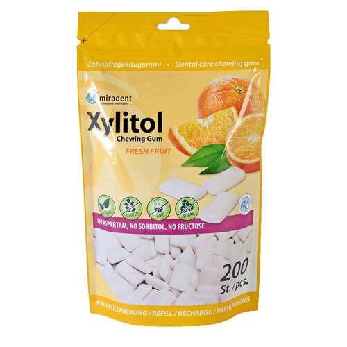 MIRADENT Xylitol Chewing Gum fresh fruit Refill 200 St