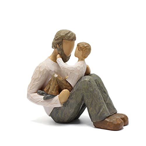 Miniatur-Figur für Vater, Sohn, aus Kunstharz, modernes Design