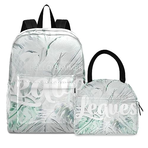 Abstrakter Weißer Sommer Büchertasche Lunchpaket Set Schulter Rucksacks Bookbag Kinderrucksack Isolierte Lunchbox-Tasche für Mädchen Jungs