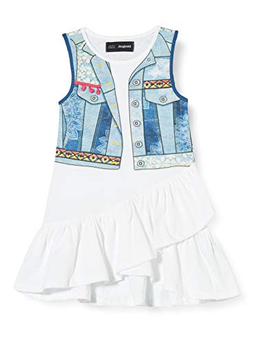 Desigual Mädchen Vest_Cuautitlá Kleid, Weiß (Blanco 1000), 116 (Herstellergröße:5/6)
