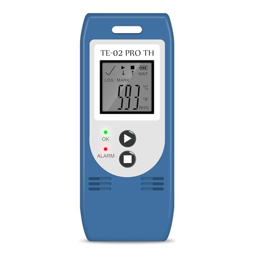 ThermElc TE-02Pro-H Datenlogger Temperatur Luftfeuchtigkeit automatisc CSV und PDF Berichten, Vergleich von Daten, Überwachung von Kühl und Tiefkühllagern mit Kalibrierzertifikat-Temperatur Logger