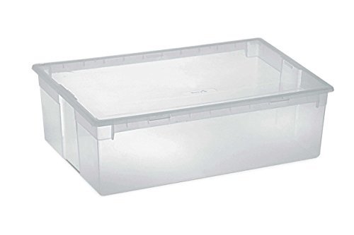 Kreher XL Aufbewahrungsbox mit Deckel aus robustem und transparentem Kunststoff. Maße: 57,8 x 39,6 x 18,5 cm. Stapelbar, mit Deckel! Topp Qualität
