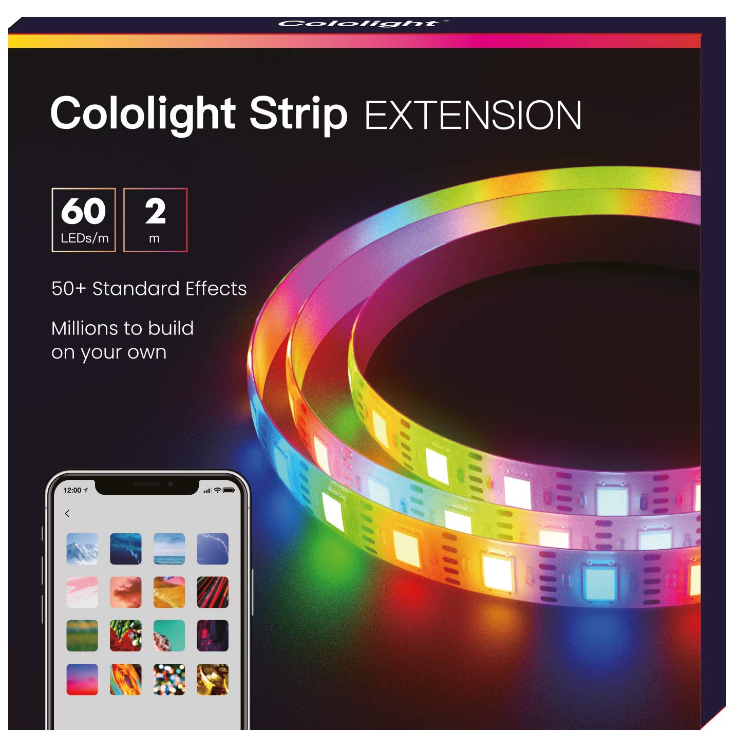 Cololight LED STRIP 60 - Cololight LED STRIP 60 - RGB Leuchtstreifen, WLAN, kompatibel mit Apple Homekit, Alexa, Google Home, jede LED andere Farbe (60 LEDs pro Meter, 2m Verlängerung)