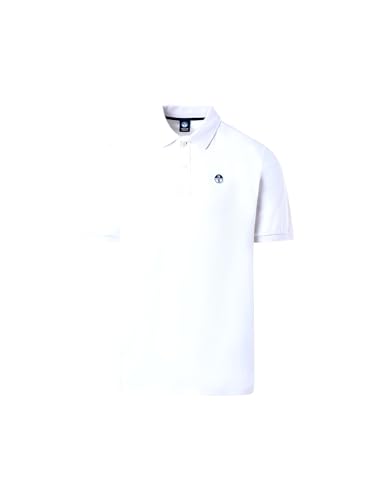 North Sails Herren Poloshirt aus Baumwoll-Piqué mit kurzen Ärmeln - reguläre Passform, Weiß, Medium