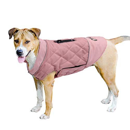 TFENG Reflective Hunde Dog Jacket Wendehundemantel Warm Gepolsterte Puffer Hundeweste Puppy Jacket (Rosa, XS)