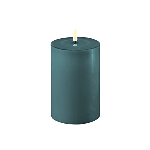 ReWu LED Kerze Deluxe Homeart, Indoor LED-Kerze mit realistischer Flamme auf einem Echtwachsspiegel, warmweißes Licht - (Jade Green)